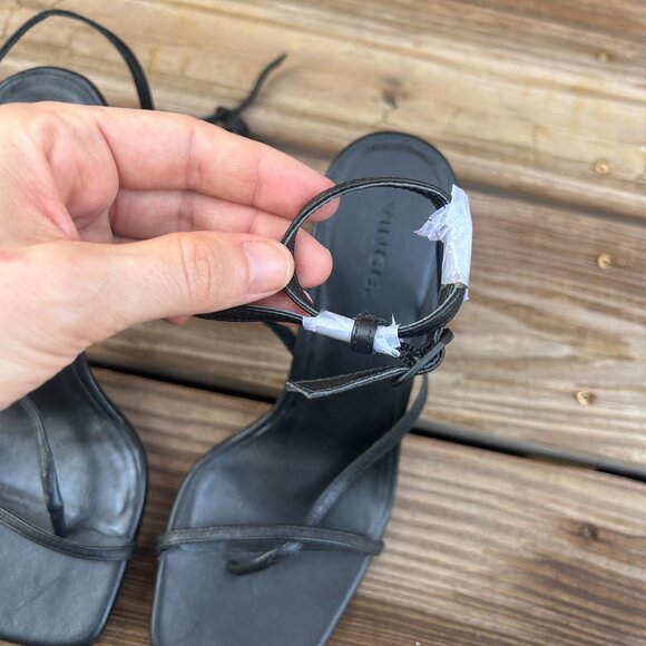 Vince Qiana Strappy Leather Black Sandal heels Size 6 36 EUC - Picture 3 of 4